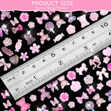 200 stykker Nail Art Charms 3D Nail Art Dekorationssæt Sløjfe Negle Pendant Pink Blandet Sløjfe Blomst Bamse Slikkepind Hjerteform Negle Art Dekoration DIY Craft Negle Design