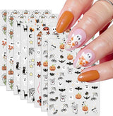 Nagelsticker Halloween, 8 Blätter Halloween Nagelsticker, Kürbis Nail Sticker, Nail Art, Nagel Charms, Nagel Zubehör, Nageldesign, Jul (Typ A)