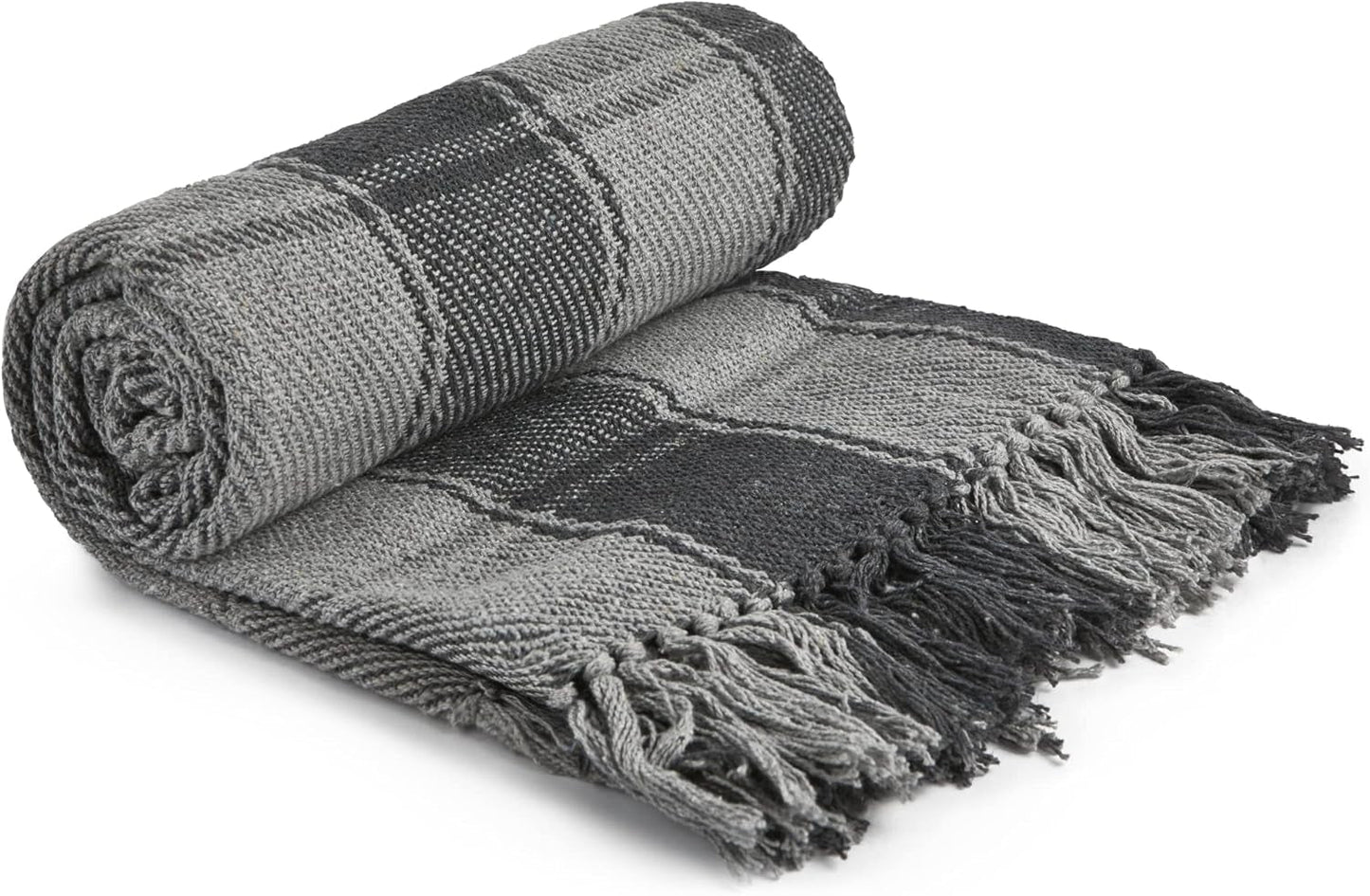 Frisco plaid, Genbrugsbomuld, Traditionel, Plaid, Til stol, sofa, sofa, plaid, tæppe, antracit, 127 X 152 Cm Emma Barclay Senge og dyner Antracit 50X60" (127X152Cm)