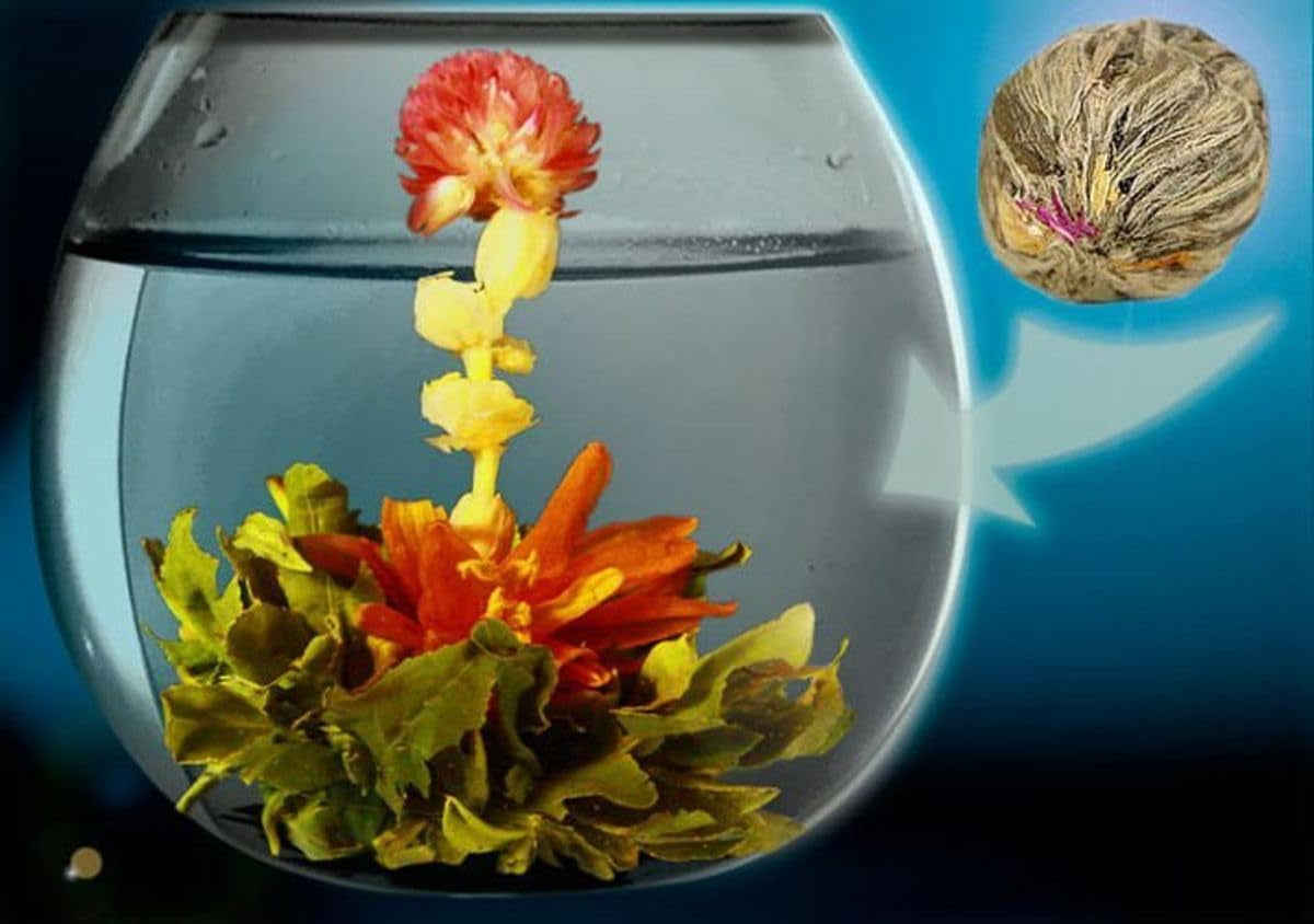 "THREE FLOWER" teblomster 1 stykke te | Grønne teblade - Morgenfrue blomster - Europæiske brøndkarse blomster | Ideel til te elskere Grøn te Blomsterte | 6G