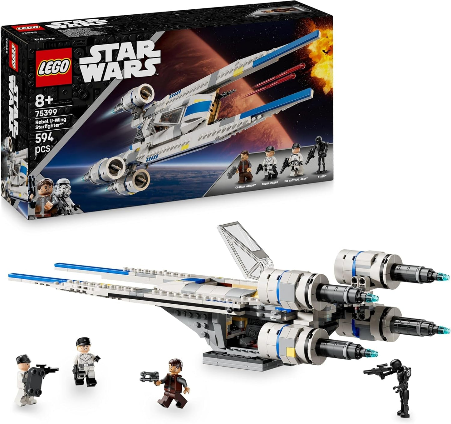 LEGO Star Wars 75399 Rebel U-Wing Starfighter - Legetøj med oscillerende vingefunktion og 3 minifigurer inklusive Cassian Andor og K-2SO droidfigur - Gave til drenge fra 8 år og Andor fans sæson 2 Byggesæt Beuche den LEGO-Store Standard titel