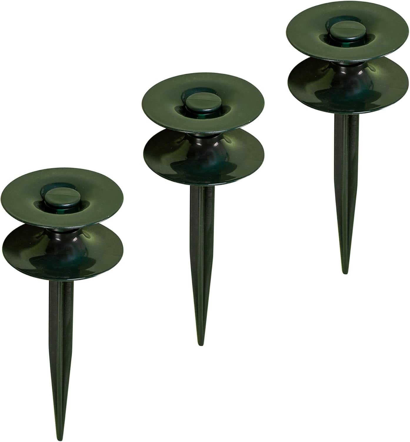 Sæt med 3 slangeføringer, grøn, 24 x 9 cm | Haveslange og kabelføring med jordanker | Slangevinde til beskyttelse af blomsterbede og husvægge | Opruller til haveslange og kabel