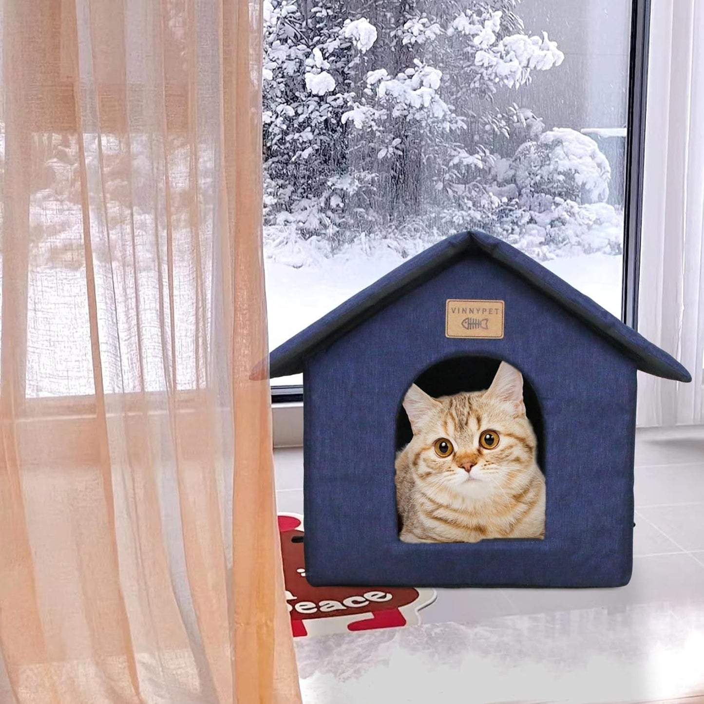 Katzenhaus Für Draußen Winterfest Wasserdicht Wetterfester Katzenhöhle Haustierhaus mit Katzenmatte Varm Hundehöhle Waschbar Hundehaus Tierheim Für Streuner Haustiere 45x40x45