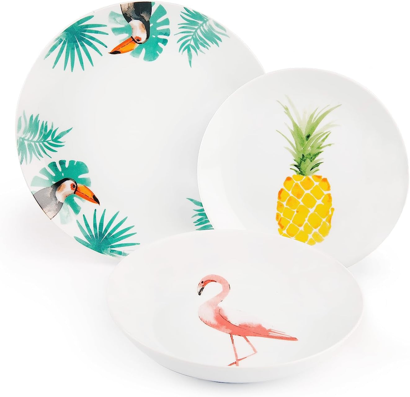 Excelsa tropisk servicesæt, 18 dele, porcelæn, hvid med dekoration