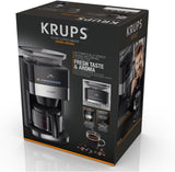 Krups Espressomaskine KM8328 Kværn med kværn | 24 timers timer | Kornbeholder 180 g | Kapacitet 1,25 l til op til 15 kopper kaffe | Autosluk funktion | 3 maleindstillinger | Sort