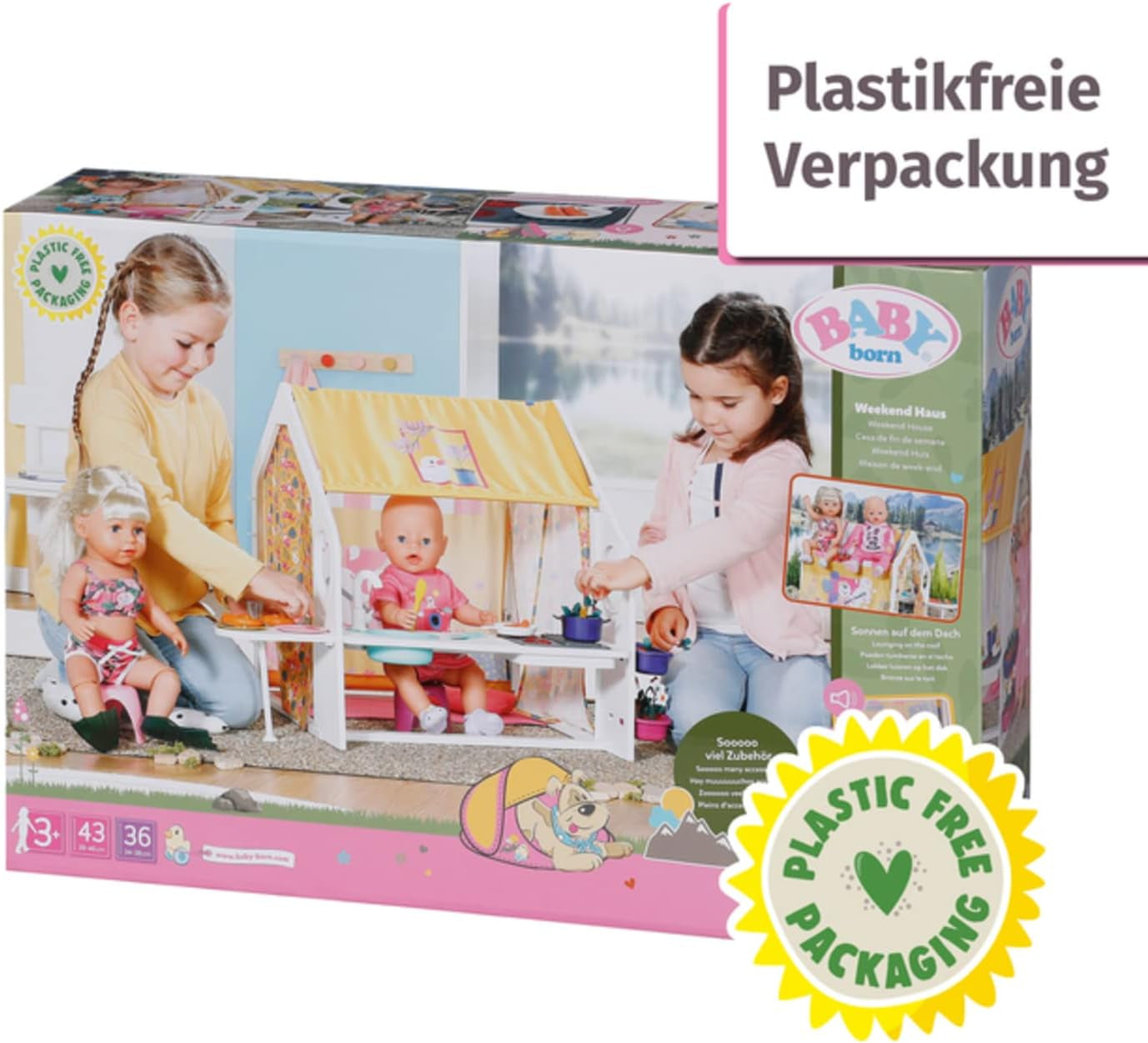 BABY born Dukkehus, Weekendhus med lys- og lydfunktion, åbne sidepaneler, vask, grill og meget tilbehør, 832752, Zapf Creation