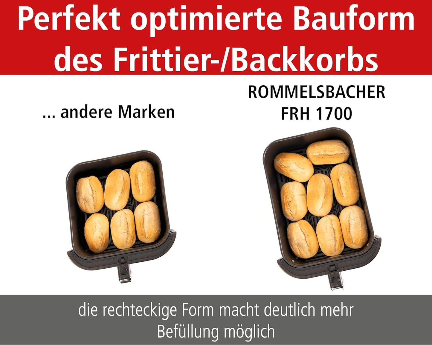 ROMMELSBACHER Varmluftfrituregryde med vindue FRH 1700, 10 programmer, lydløs Hvidevarer Naty Shop