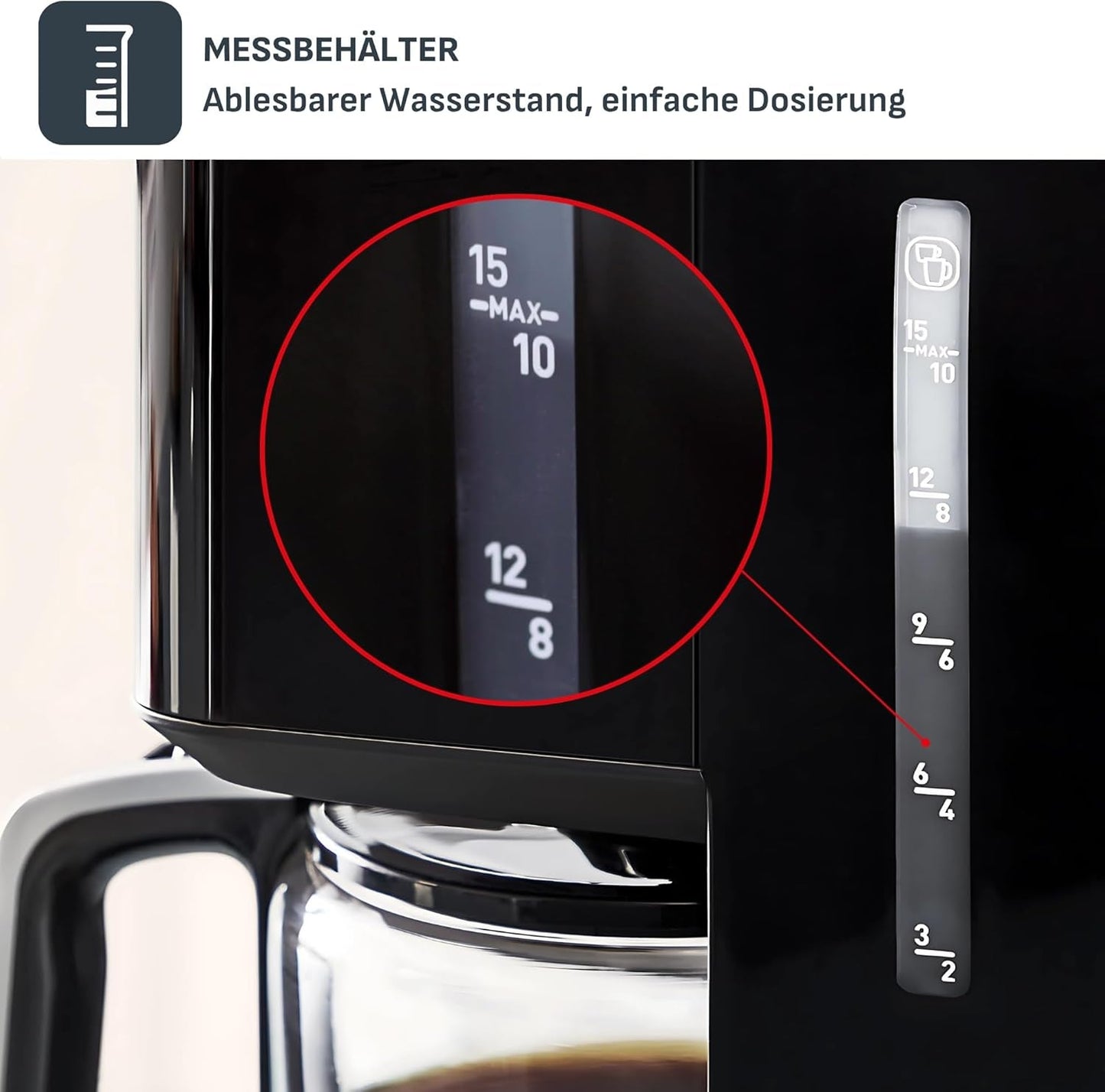 Tefal Smart'n Light Espressomaskine med timer, Espressomaskine med programmerbart filter 1,25 L, Aromafunktion for Intens Aroma, Holde Varm funktion, Anti-dryp og nem at rengøre, Sort