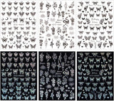 6 Blatt Schmetterling Nagelsticker Selbstklebend Laser Silber Schmetterlings Nagelaufkleber 3D Aurora Silber Schwarz Schmetterlinge Nagel Stickers Frühling Nageldesign Nail Sticker Nail Art Zubehör