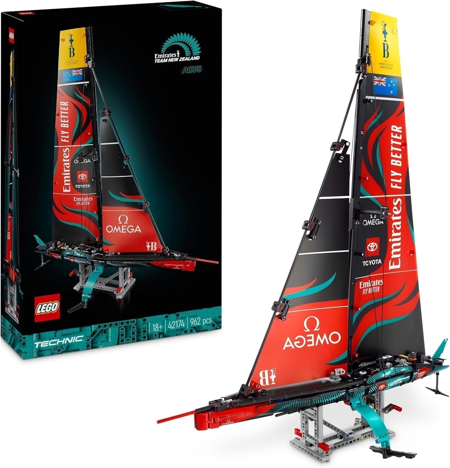 LEGO Technic Emirates Team New Zealand AC75 Racing Yacht Voksen Sejlbåd Byggesæt Gave til mænd og kvinder Kreativ og afslappende aktivitet 42174 Byggesæt Besuche den LEGO-Store Standardtitel