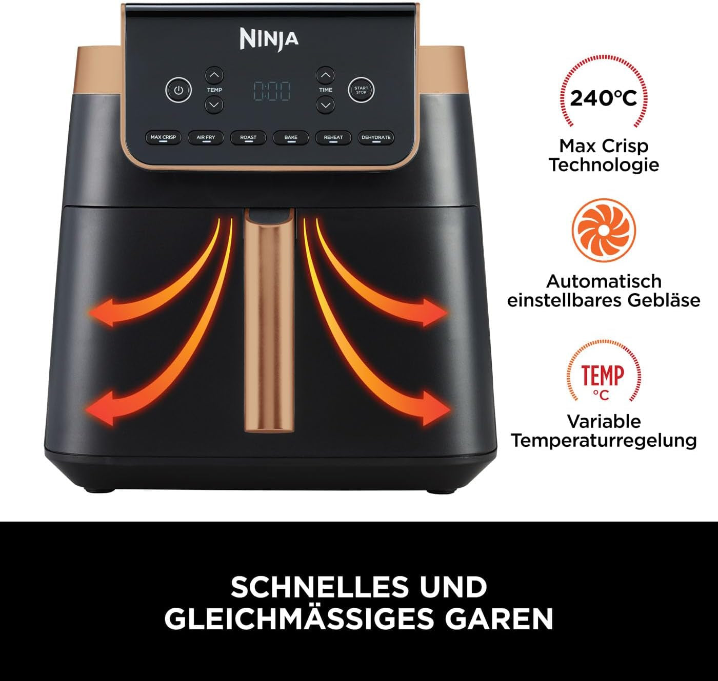 Ninja Air Fryer MAX PRO AF180EUCP, 6,2 liter, oliefri Naty Shop Appliances