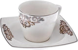 KARACA Nazende porcelæn espressokopsæt - 80 ml tyrkiske kaffekopper med underkopper, 12 stykker moderne kaffeservice med 6 kaffekopper og 6 underkopper, mokkakopper - hvid