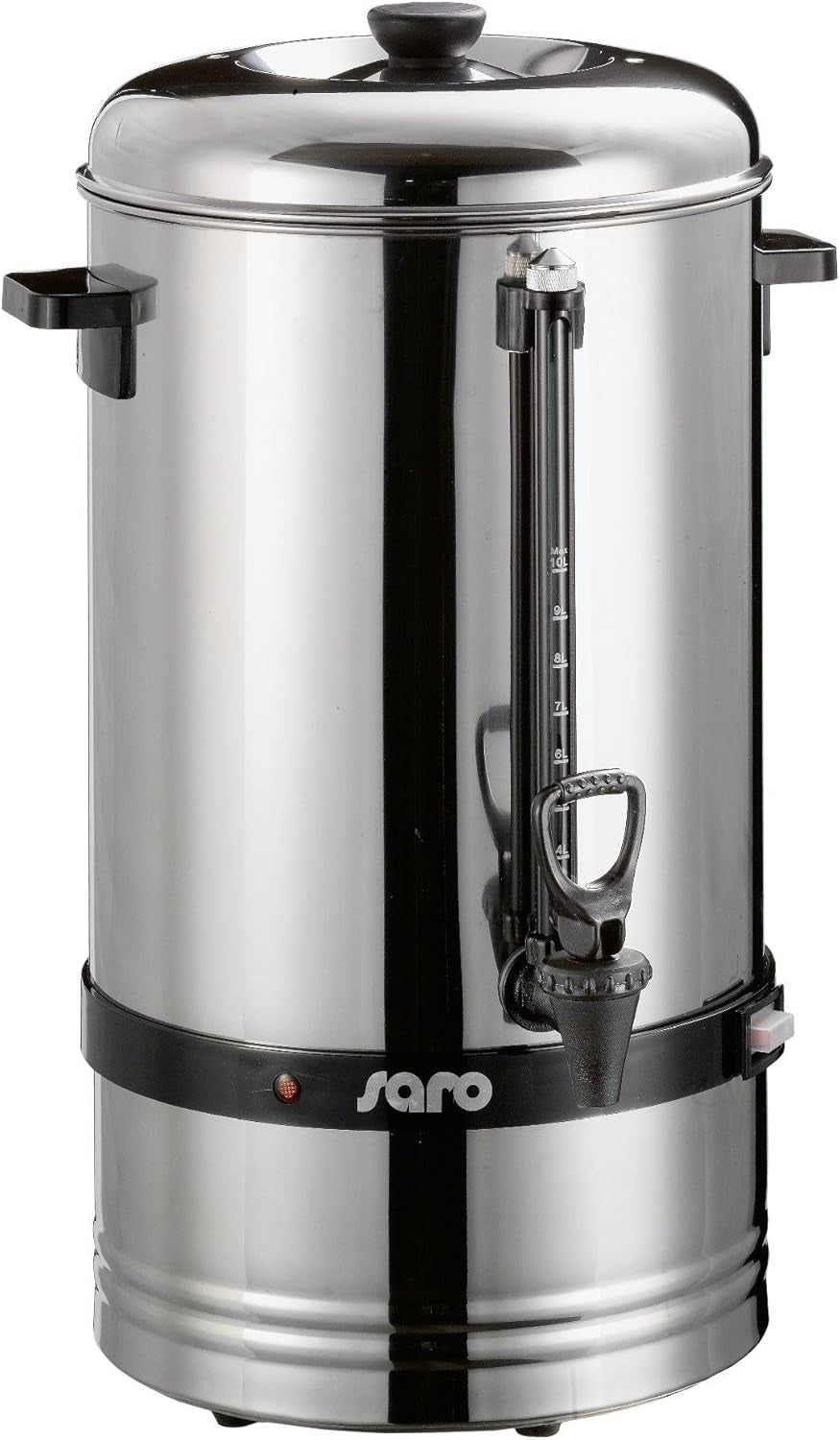 Saro espressomaskine med rundt filter - 6,75 L / 40 kopper - rustfrit stål - brygning og holde varm funktion - sikkerhedshane - skueglas - 1,5 kW - model SAROMICA 6005