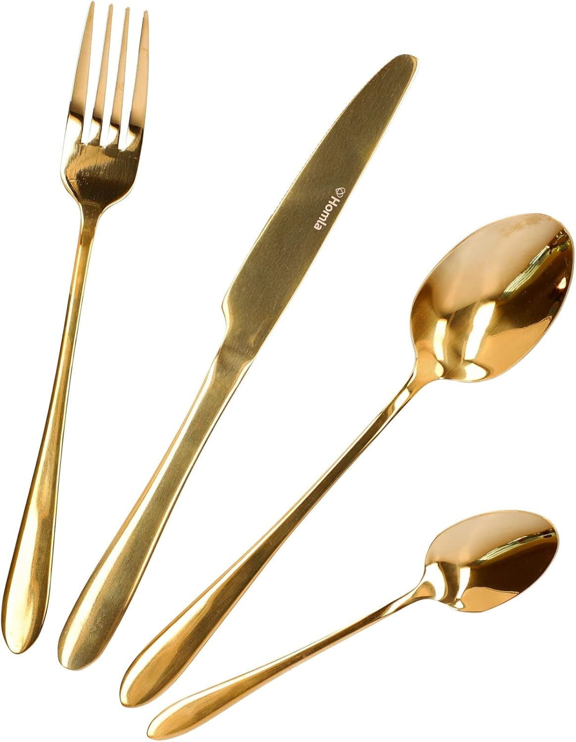 HOMLA Abele Besteckset Für Vier Personen 16-Teilig Edelstahl Hygienisk Elegant Leicht Zu Reinigen Gold Kitchen Naty Shop