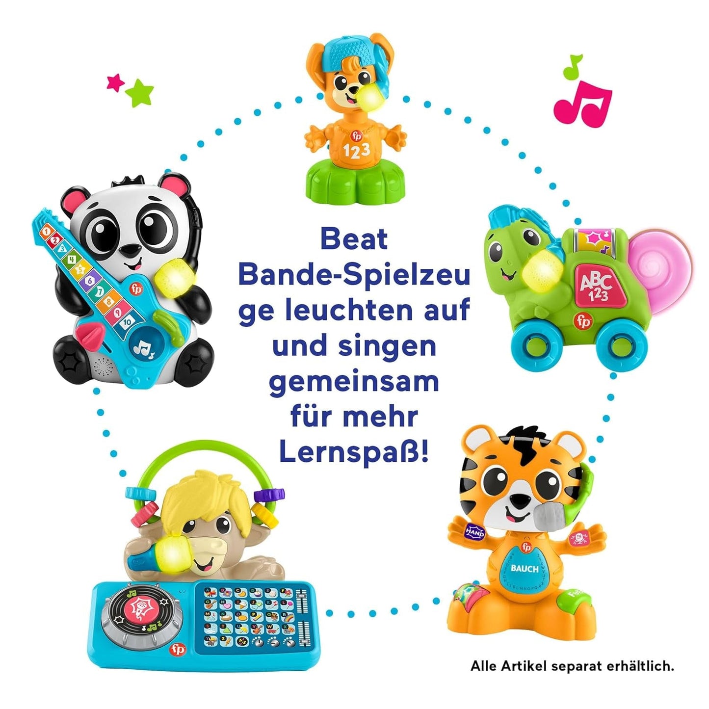 Fisher-Price Baby og Toddler Beat Bande Lern & Tanz Tiger Justin pædagogisk legetøj med lyde og lys til babyer 9 måneder og opefter, tysk udgave, HYL31 Baby Toys Naty Shop