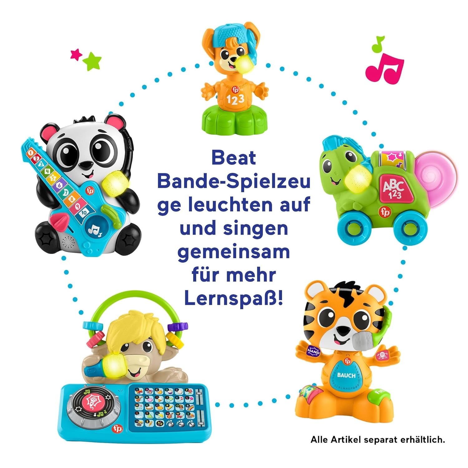 Fisher-Price Baby og Toddler Beat Bande Lern & Tanz Tiger Justin pædagogisk legetøj med lyde og lys til babyer 9 måneder og opefter, tysk udgave, HYL31 Baby Toys Naty Shop