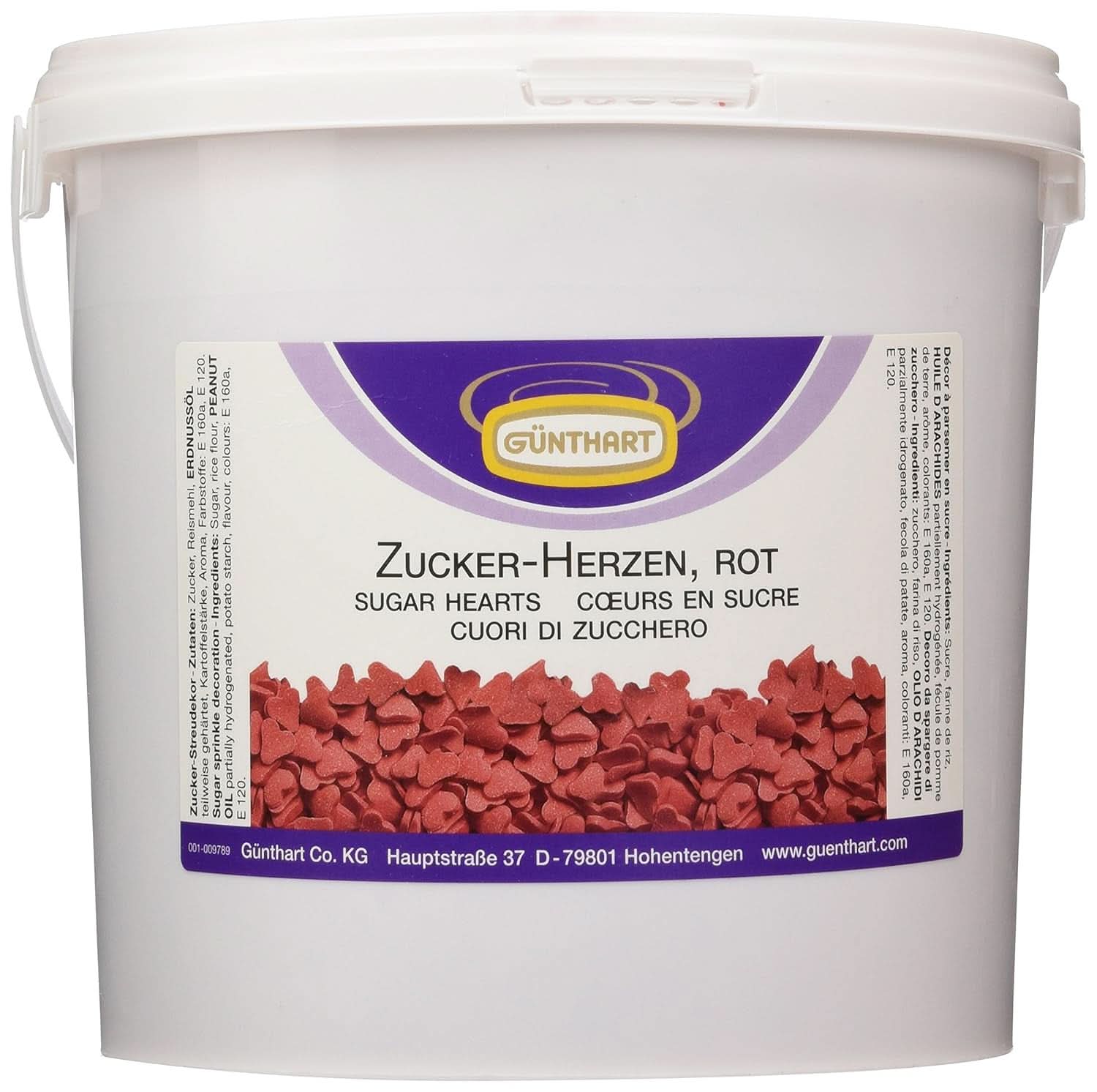 Günthart sukker dekoration, røde hjerter, 1,5 Kg Sprinkles Naty Shop