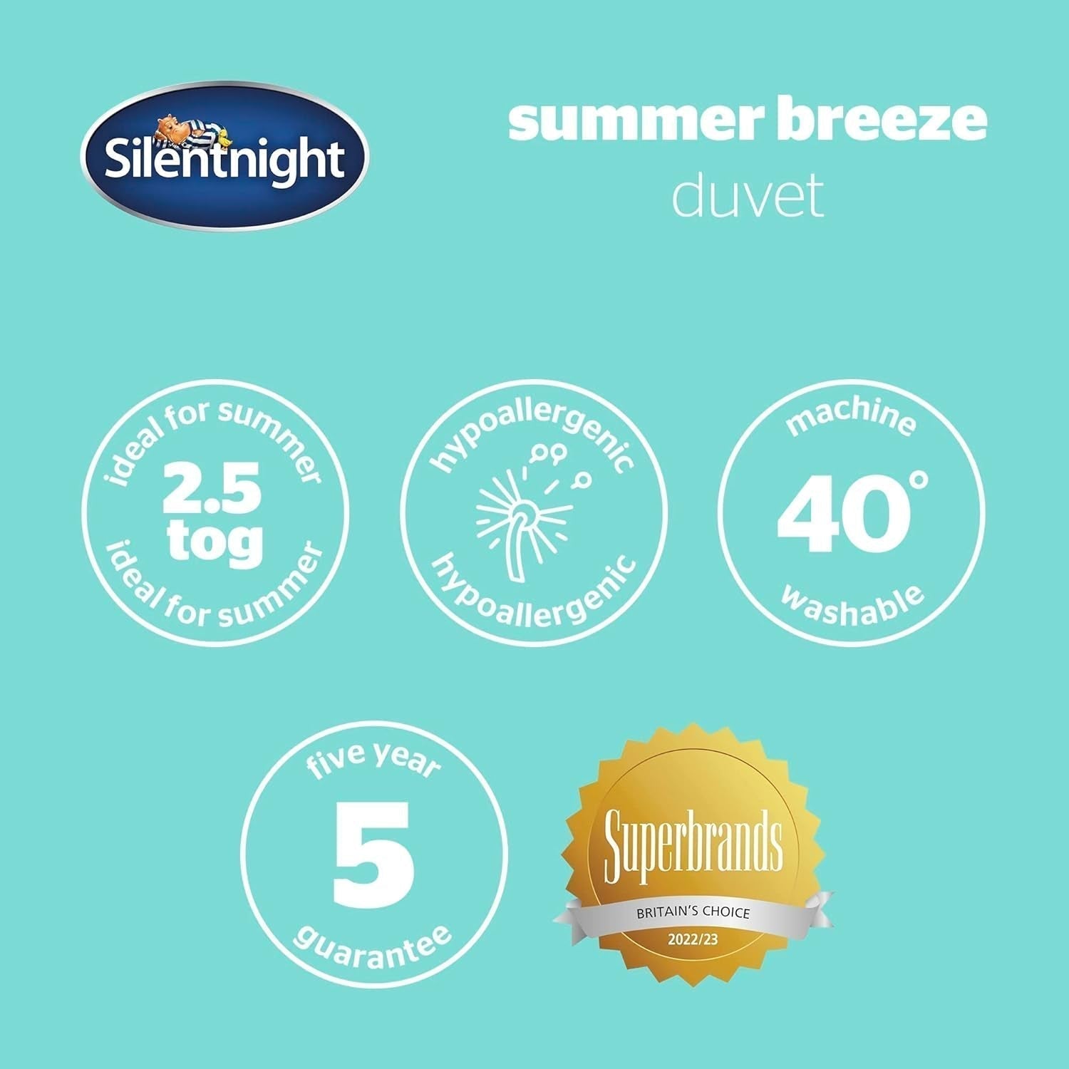 Silentnight Summer Breeze Dyne til enkeltseng 2,5 Tog Letvægts Sommerdyne Ideel til varme nætter og varme soveværelser Allergivenlig og maskinvaskbar enkeltseng 200 X 135 Cm Dyner & dyner Naty Shop