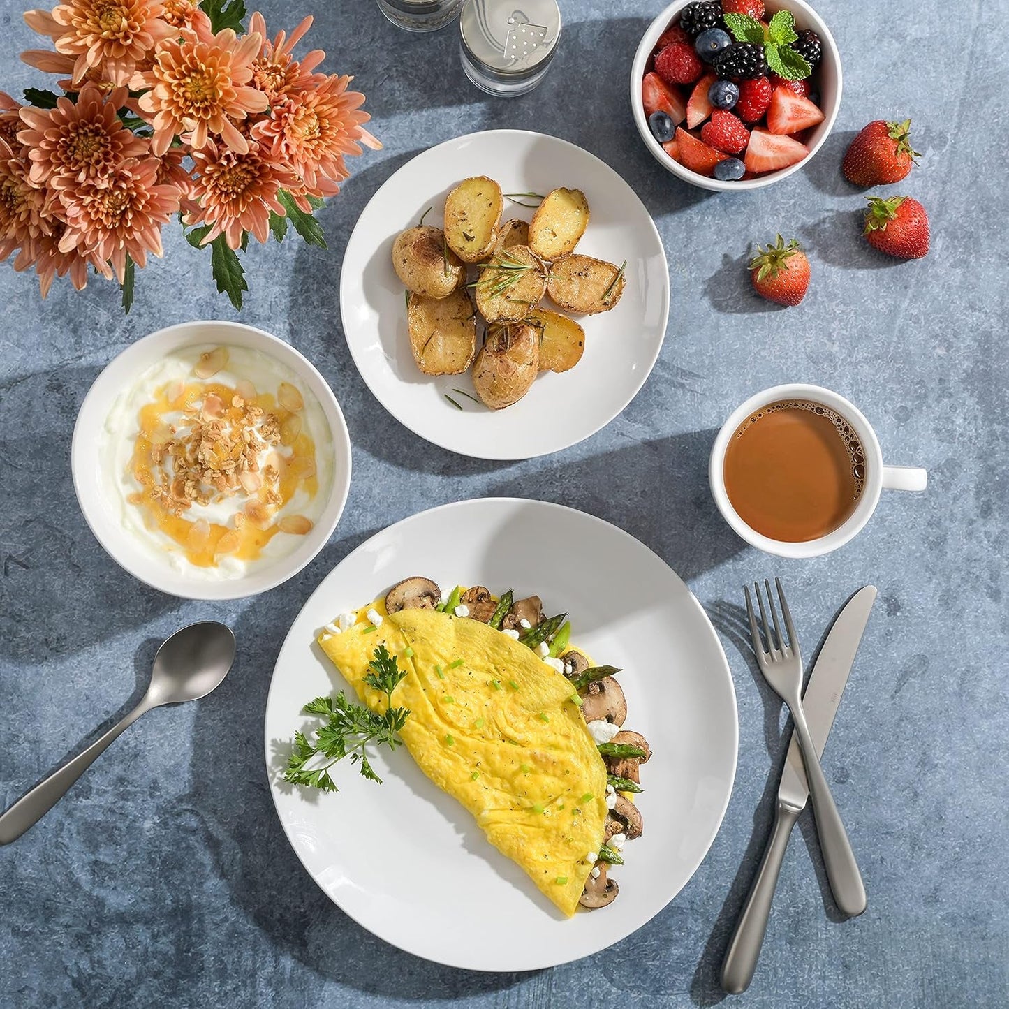 Zen Buffet porcelænsservisesæt, service til 6 (30 stk), hvid (kopper)