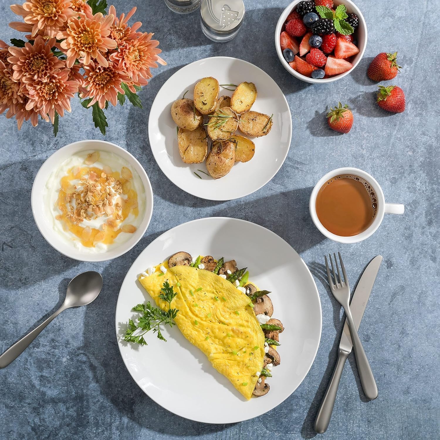 Zen Buffet porcelænsservisesæt, service til 6 (30 stk), hvid (kopper)