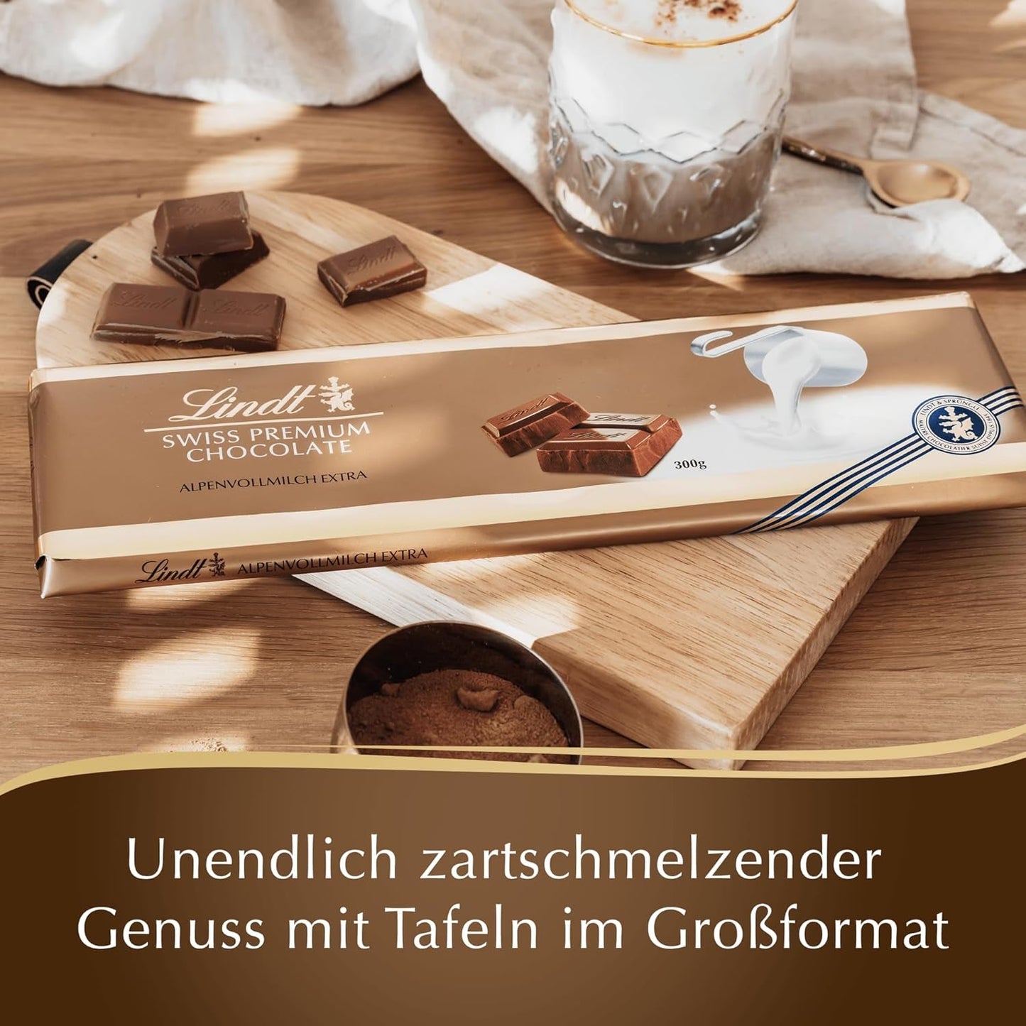 Lindt Chokolade | Chokolade med mælk og nødder | 300 g | Den fineste hele nøddemælkchokolade | Chokoladebar
