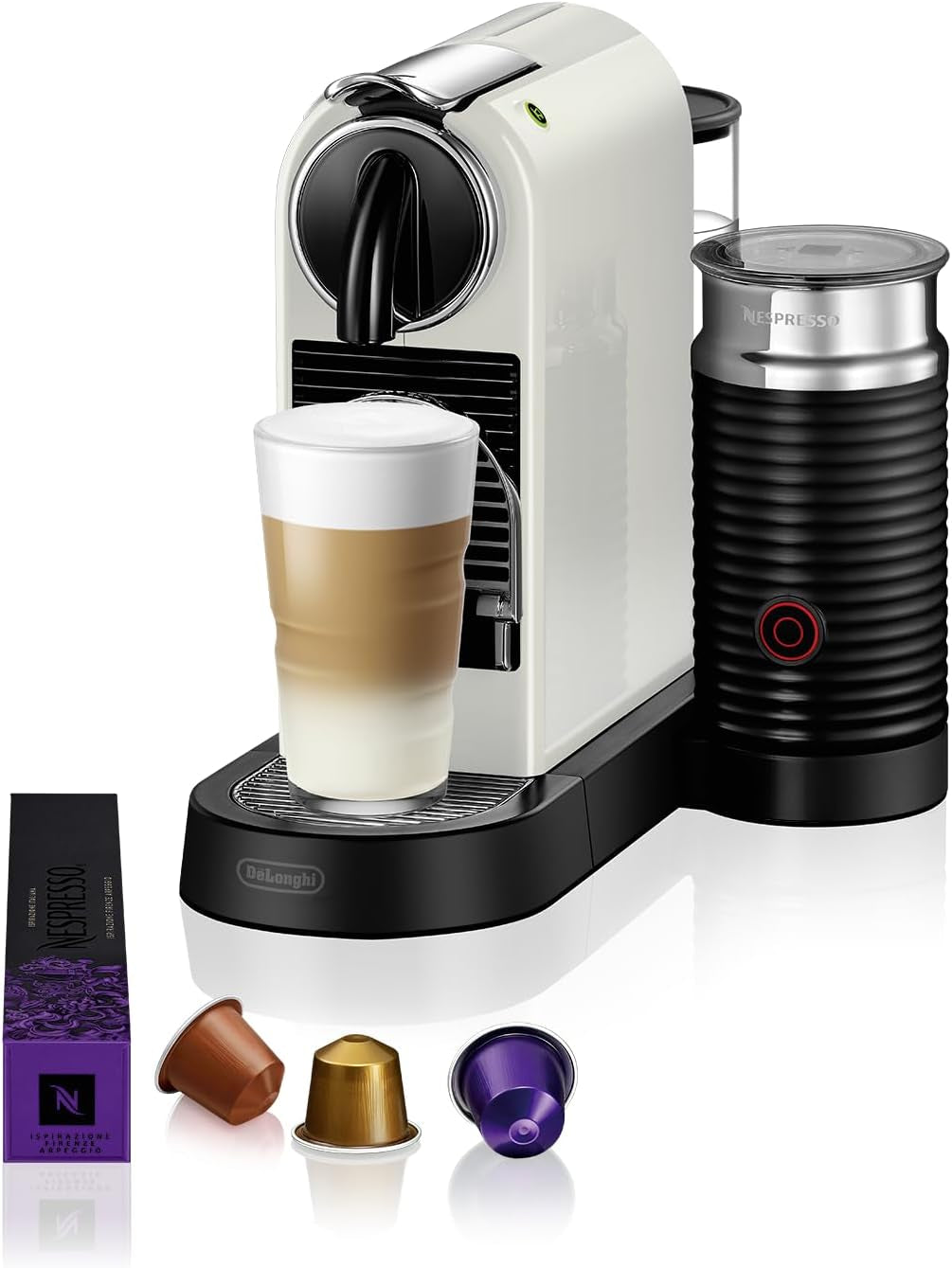 Nespresso EN167.W Citiz kapsel espressomaskine, højtrykspumpe og ideel temperaturkontrol, uden Aeroccino (mælkeskummer), energisparefunktion, 1260 W, cremehvid, 37,4 x 11,9 x 25,5 cm
