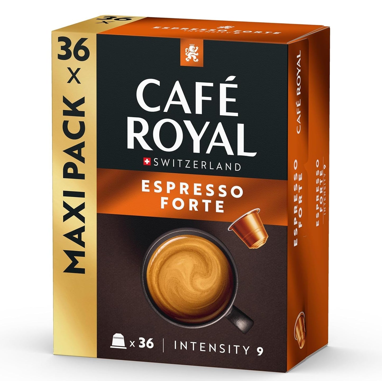 Café Royal Espresso Forte – Nespresso®-kompatible kaffekapsler, 100 % Arabica, fyldig, mellemristet, intensitet 9/12, 36 kapsler