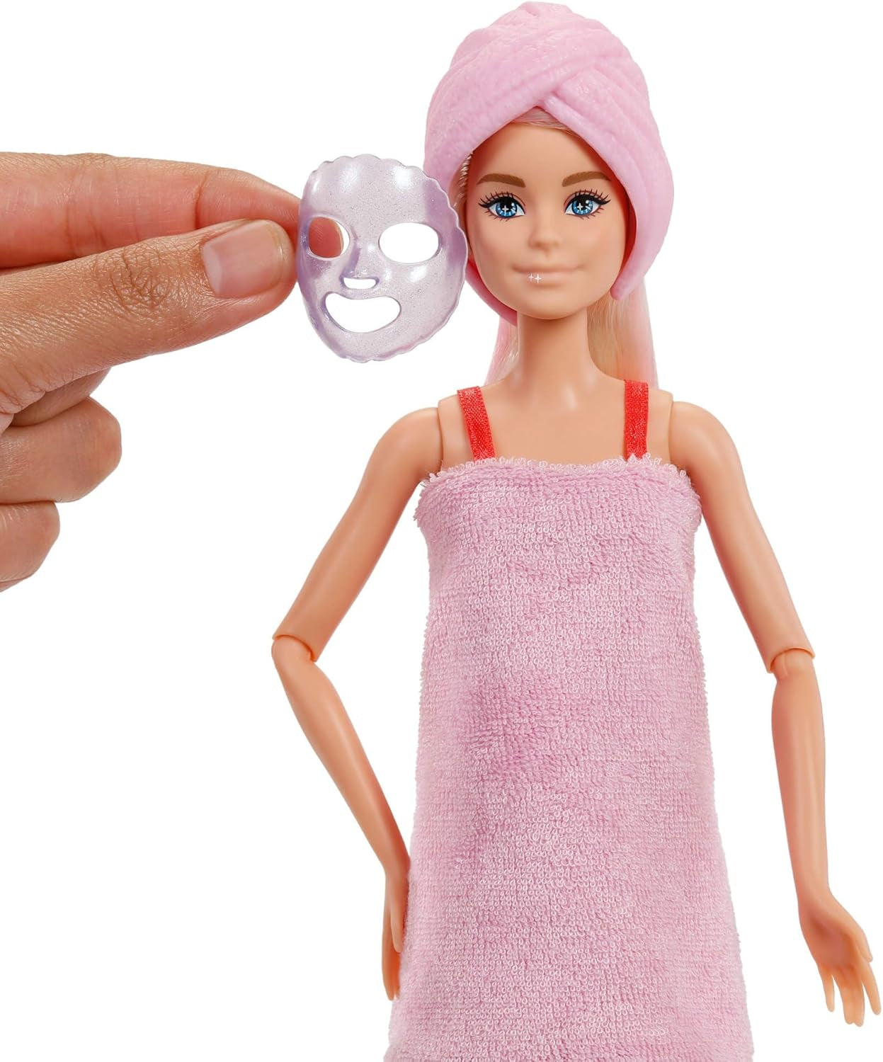 Barbie Party dukke uden æske og tilbehør, Glam Party serie med 10 overraskelser, inklusive en knaldrød dukke med farveskiftende effekt, JFY68