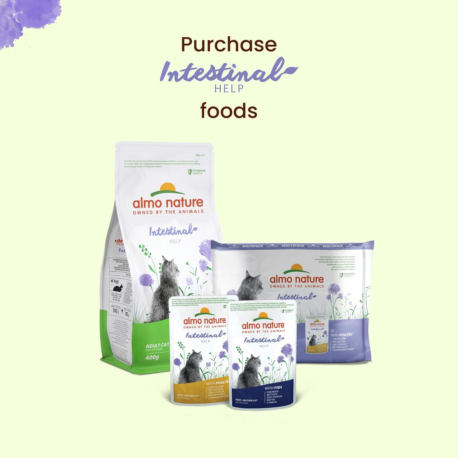 Almo Nature Functional - Tarmhjælp - Vådfoder til voksne og modne katte med følsomme tarme - med fjerkræ - understøtter mikrobiomet - 70 g (pakke med 30)