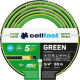 CELLFAST Haveslange 5-lags vandslange Dobbelt flettet grænseoverskridende vandingsslange UV-resistent Anti-Alge Fleksibel 30 Bar 3,4 Tommer 50 Meter Grøn