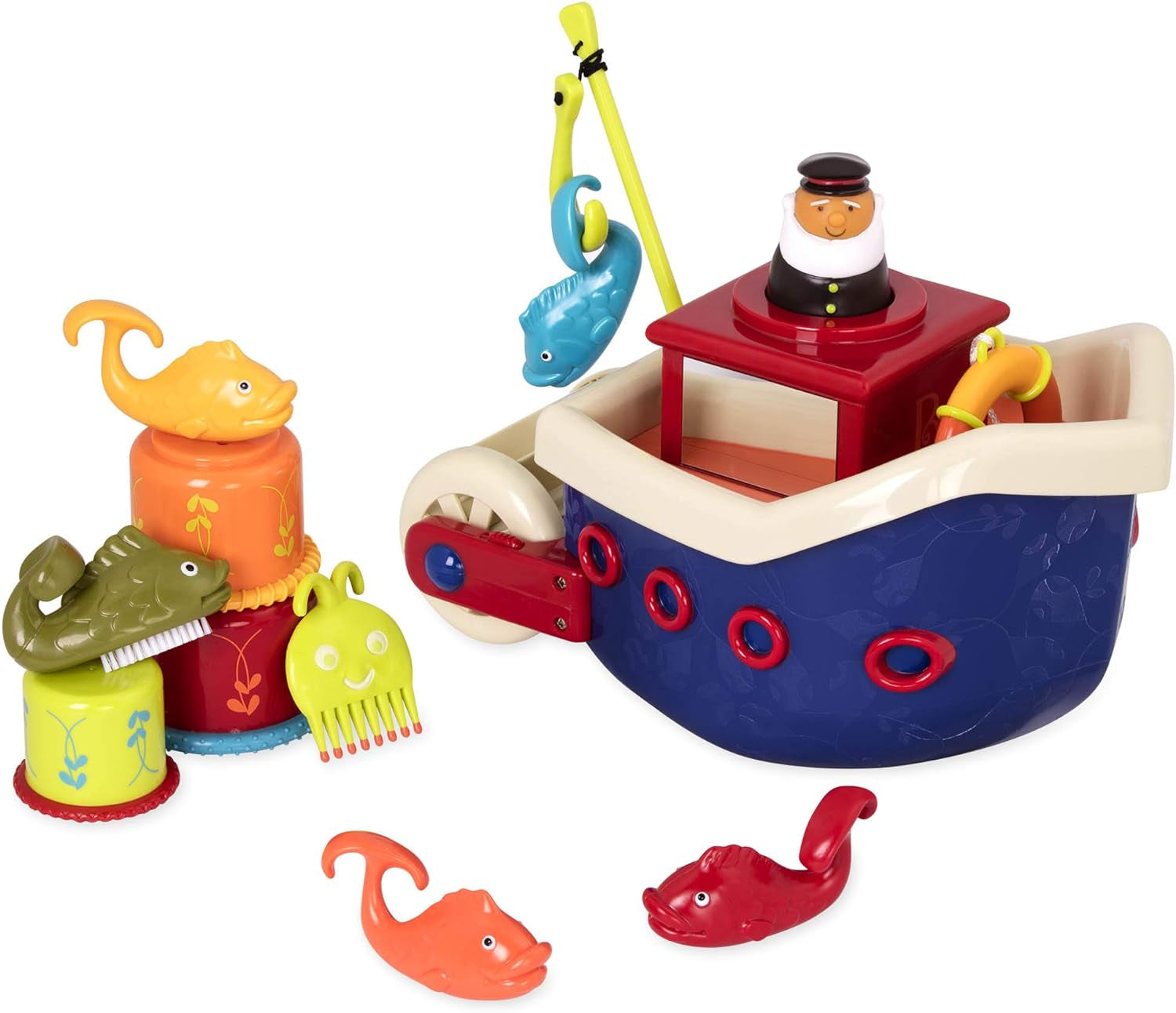 B. legetøj 13 stykker badekar legetøj til børn med båd, stabelglas, fisk, fiskelegetøj til børn badekar fra 1 år Legetøj Bebe Naty Shop Standard titel