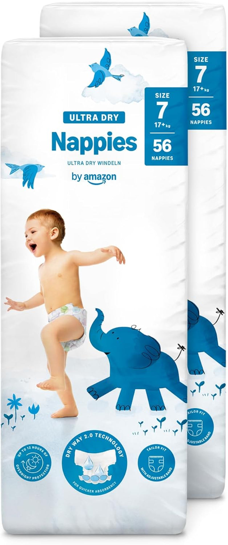 Amazon Ultra Dry Bleer, størrelse 3 (4-9 kg) - Månedlig æske, hvid, 172 antal (2 pakker af 86) (tidligere Mama Bear, identisk produkt)