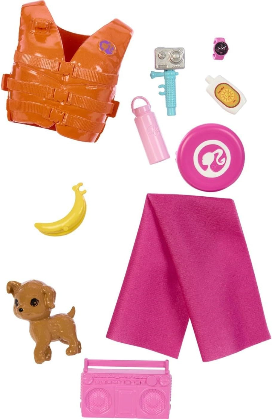 Barbie Surfer Doll med surfbræt og håndtag, håndklæde og radio til strandeventyr og historier, klips og ankelrem til realistisk surfing, fra 3 år og opefter, HPL69 Naty Shop Dolls