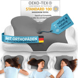 Ortopædisk pude [Innovationspris for ergonomi nomineret] Nakkesmertepude lavet af memoryskum | Nakkestøttepude Ergonomisk nakkerullesidesovepude Grå cervikal ortopædiske puder Naty Shop Grey Kissen [Version:Allrounder]