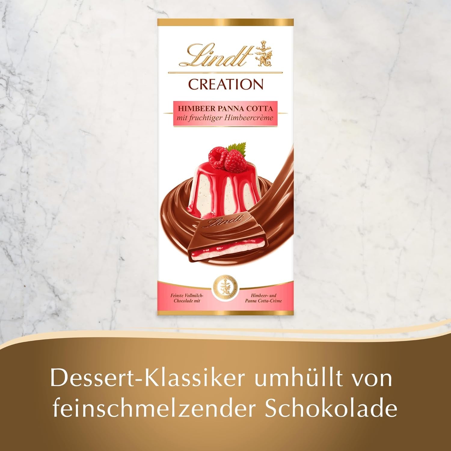 Lindt Chocolate Creation Raspberry Panna Cotta, Chokoladegave, Chokoladebar, 150 g (pakke med 5)