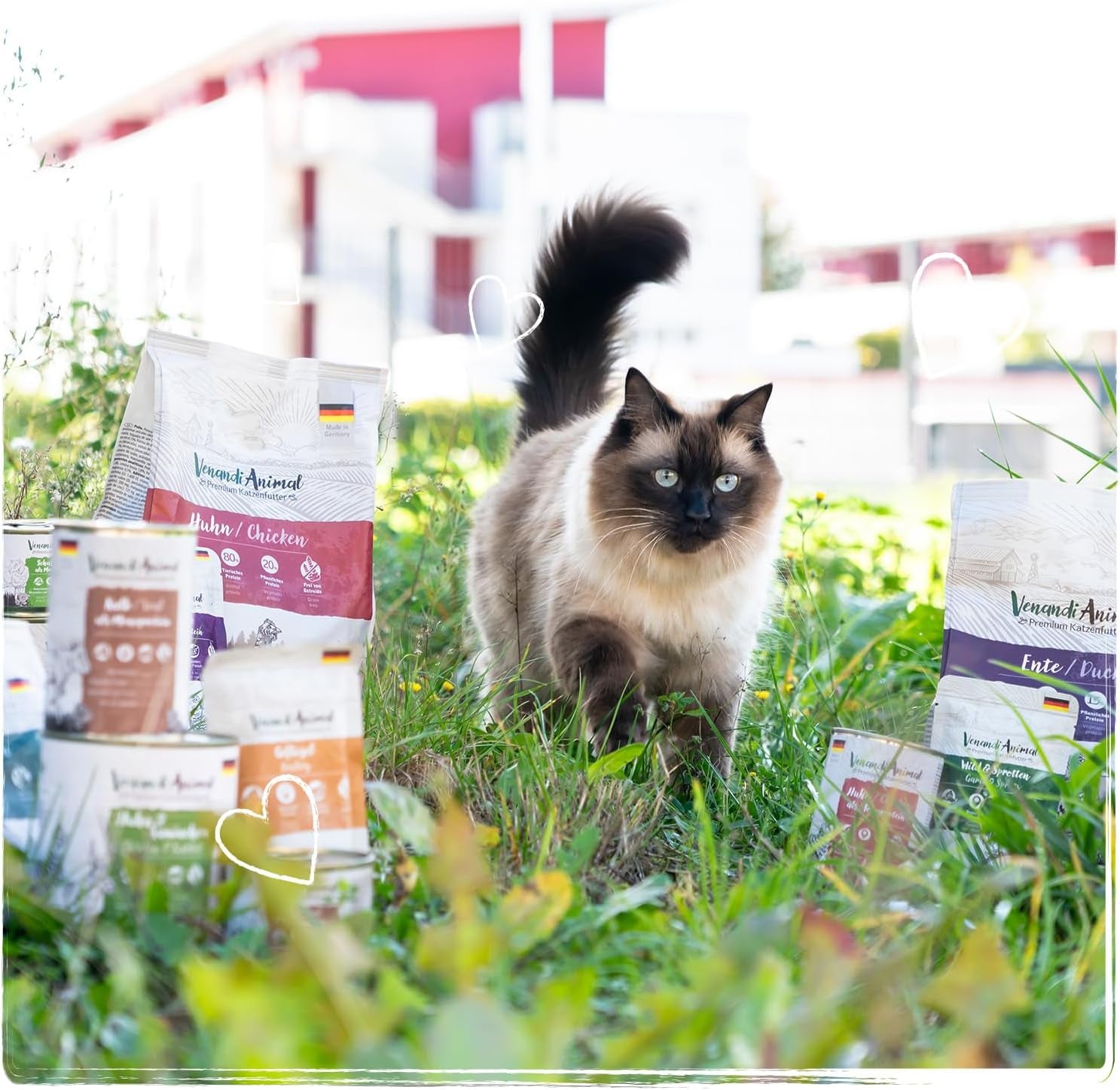 Venandi Animal Premium Nassfutter für Katzen, Probierpaket II, Kylling + Kanin, Kalb, Tyrkiet, 6 x 400 g, getreidefrei und naturbelassen, 2,4 kg
