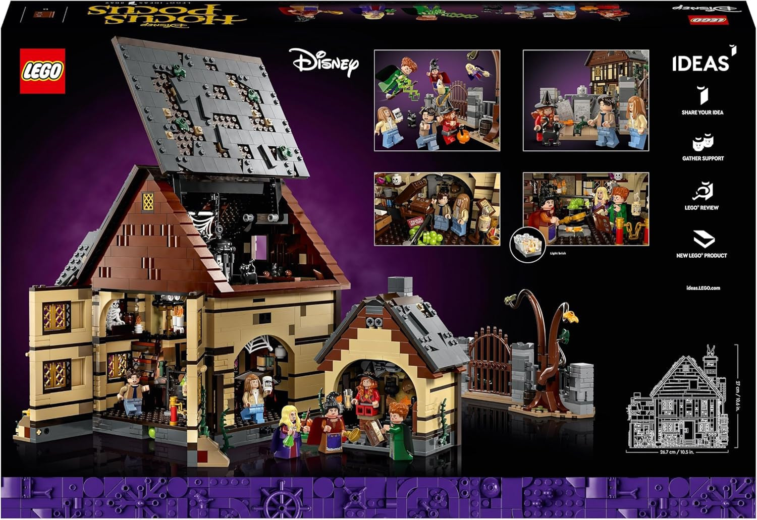 LEGO Ideas Hocus Pocus: Sanderson Sisters Witch House Sæt, Voksensamlingssæt med hus, 6 minifigurer og tilbehør, Kvinde og Mandlige 21341 byggesæt Besuche den LEGO-Store