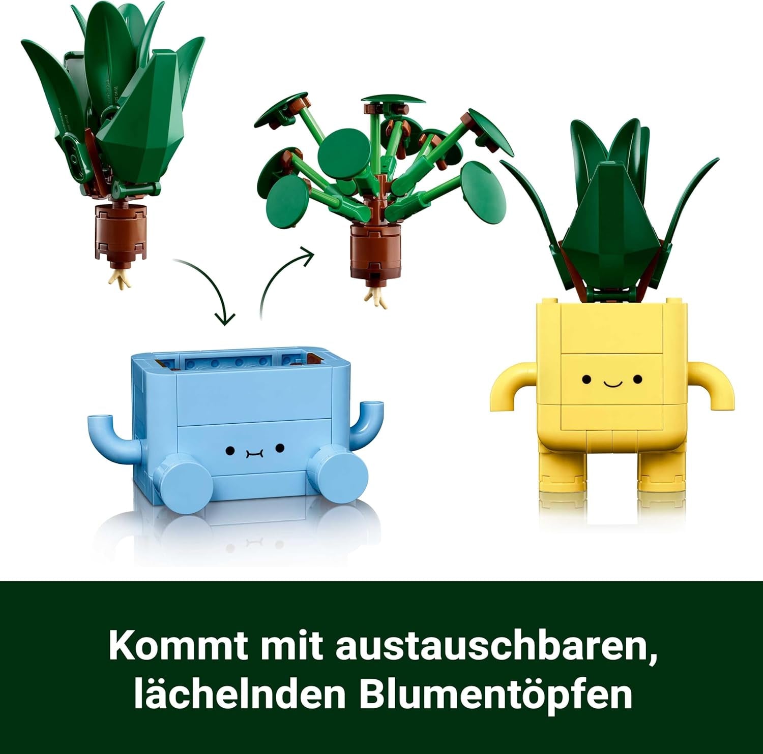 LEGO Botanicals Happy Plants - DIY sæt til børn med 2 kunstige blomster og 2 farverige urtepotter med tegneserieansigter - Gaveidé til piger fra 9 år - 10349 Besuche byggesæt den LEGO-Store