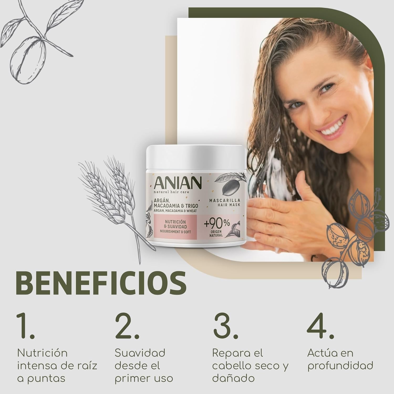 ARGÁN nutrition y suavidad mascarilla 350 ml Hårmaske Naty Shop