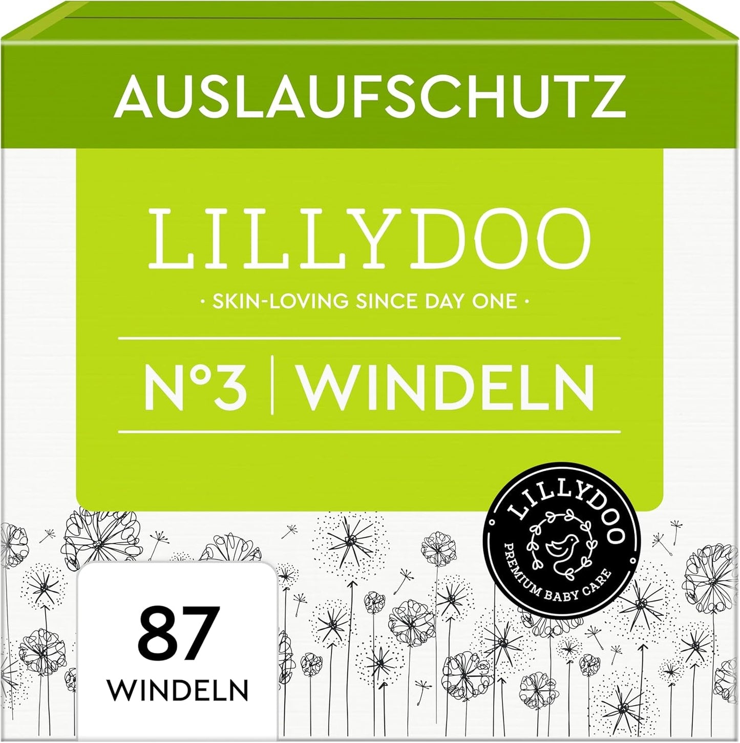 LILLYDOO Babybleer Hudvenlig - Størrelse 3 (6-10 kg), 29 stykker, pålidelig lækagebeskyttelse, blød, parfumefri og lotionfri til følsom hud, dermatologisk testet