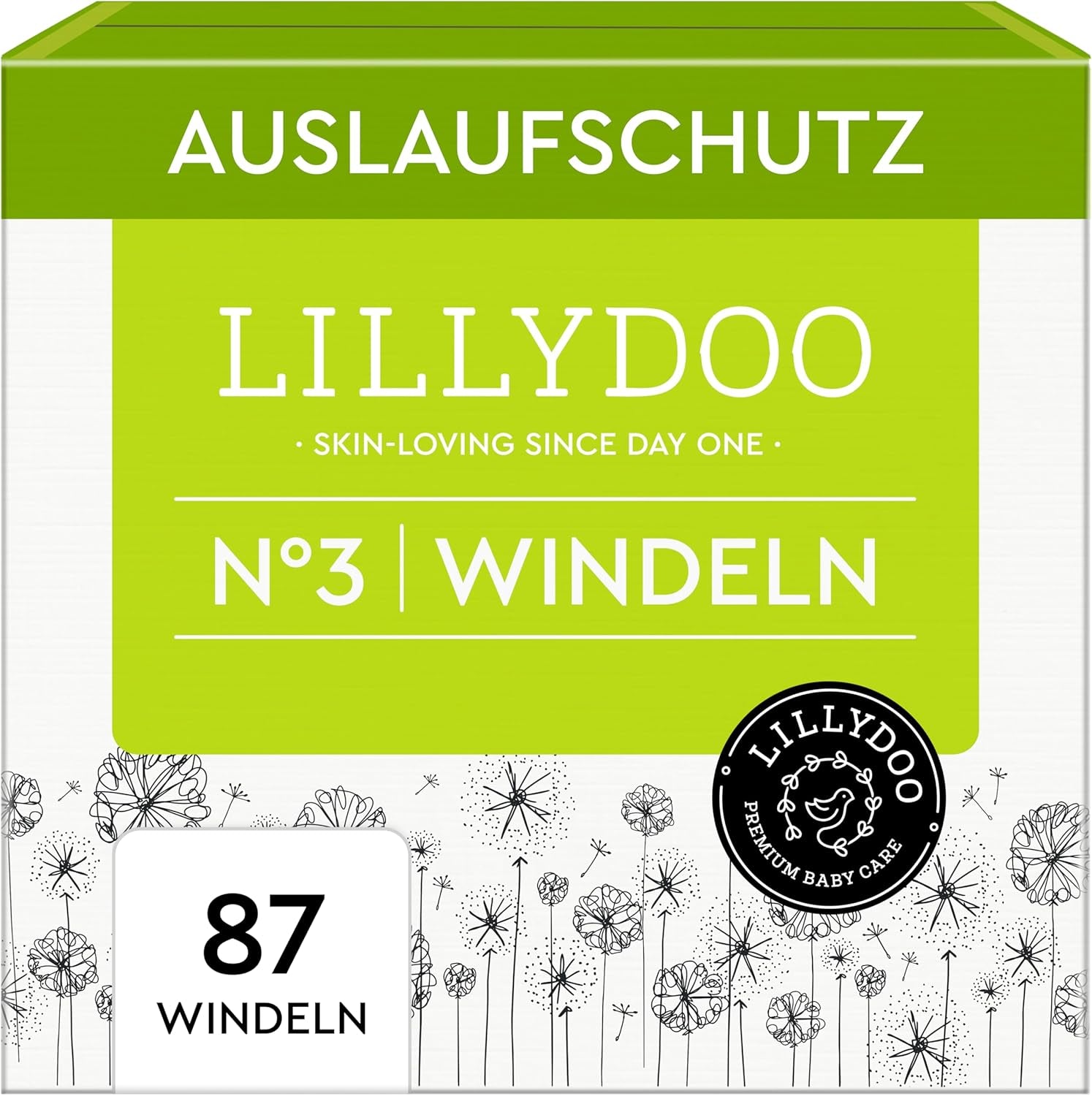 LILLYDOO Babybleer Hudvenlig - Størrelse 3 (6-10 kg), 29 stykker, pålidelig lækagebeskyttelse, blød, parfumefri og lotionfri til følsom hud, dermatologisk testet