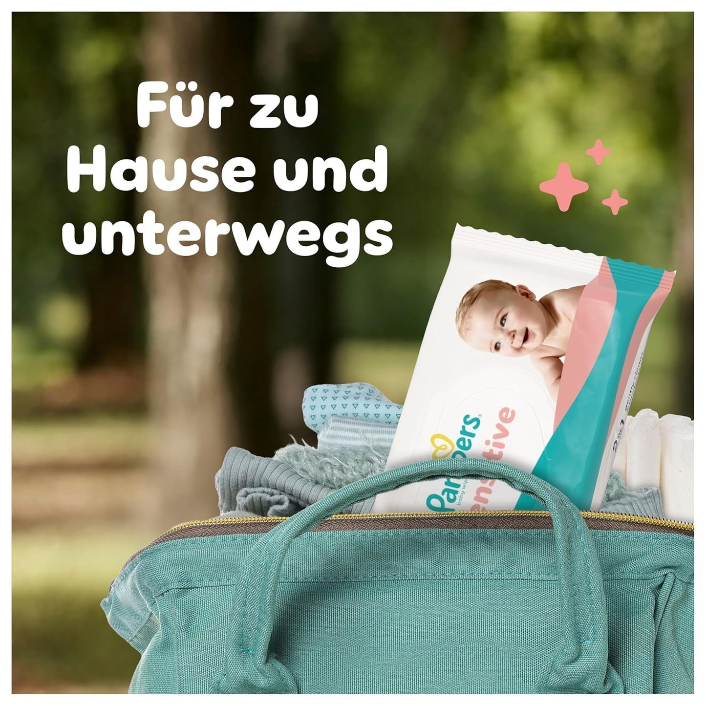 Pampers Sensitive Wet Wipes, 6 pakker á 80 servietter = 480 servietter, uparfumerede, til skånsom, skånsom rengøring