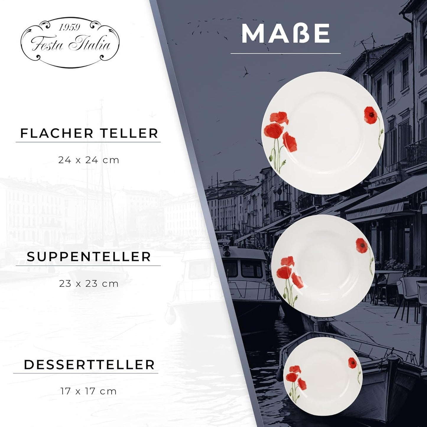 Spisesæt til 6 - 18 stykker - Porcelænsstel - Hvidt Spisesæt - Skåle- og tallerkensæt - Moderne service - Tallerkener - Bordservice - Porcelænssæt til 6