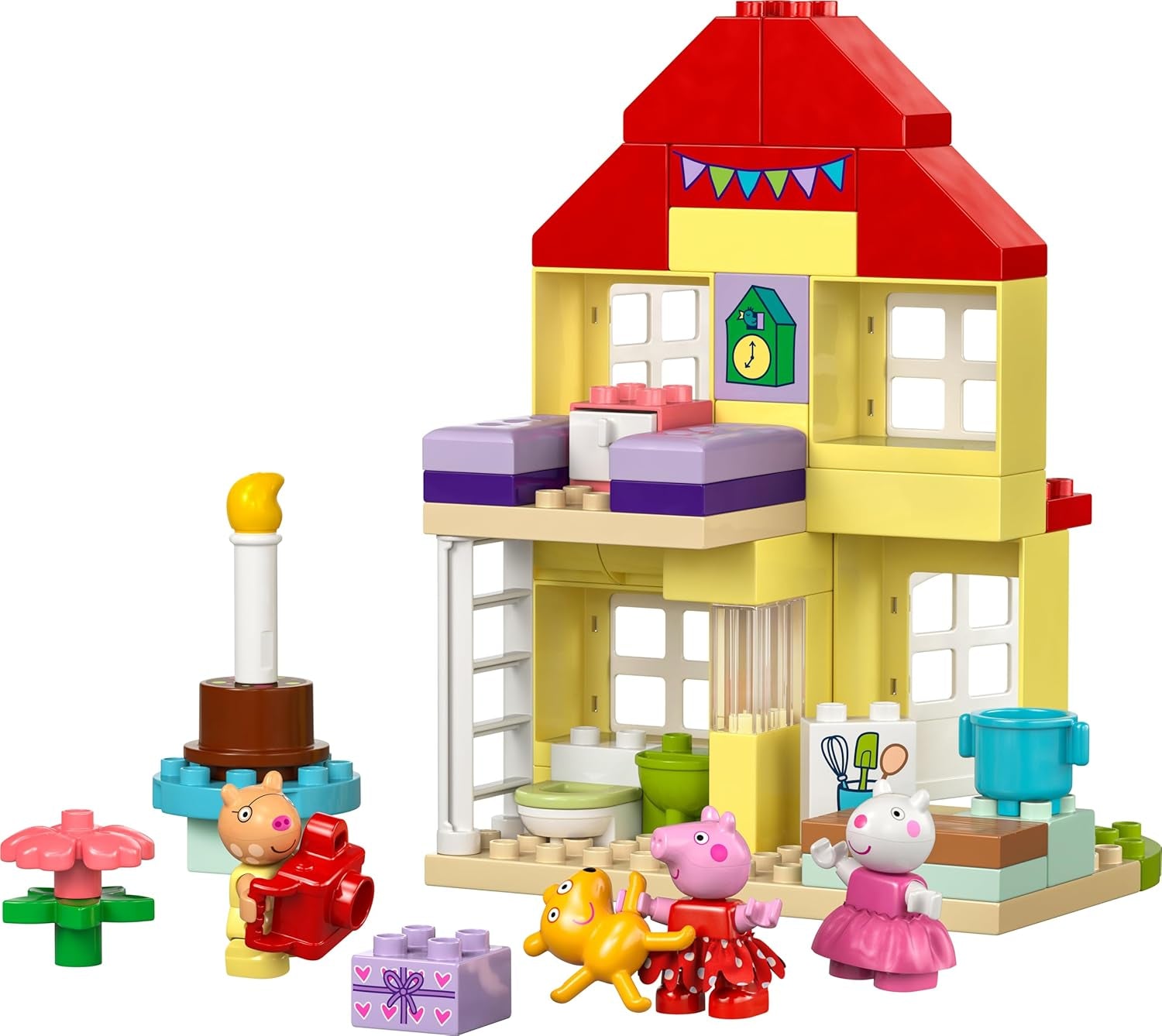 LEGO DUPLO Peppas fødselsdagshus: Kreativt 3-cifret legetøj, bygge og genopbygge legetøjshus til 2-årige, drenge og piger, fremmer fingerfærdighed 10433 Byggesæt Besuche den LEGO-Store