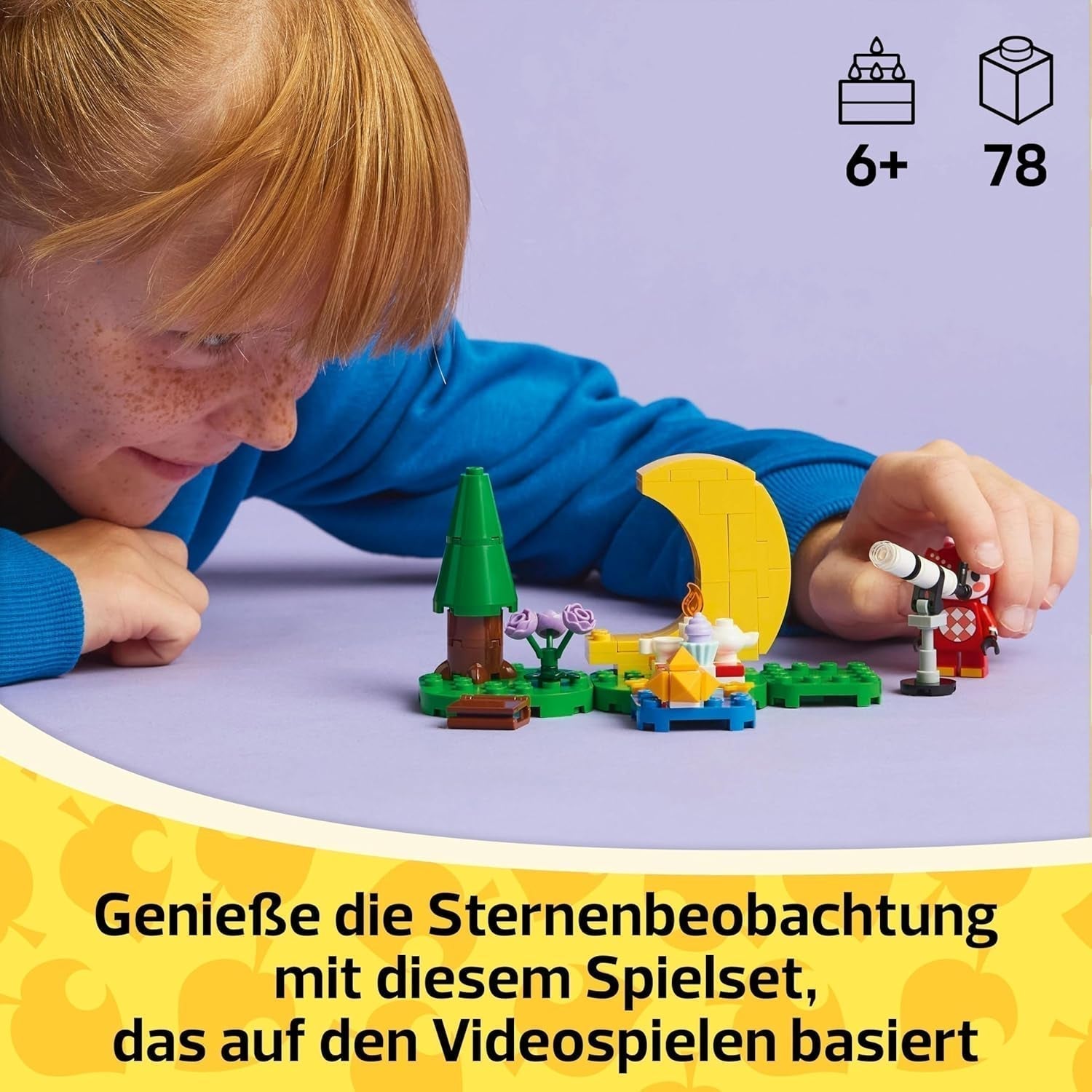 LEGO Animal Crossing Stargazing med Eufemia, Byggesæt til børn, Fantasifuldt Rollespil Videospilsæt, Legetøj til 6-årige piger og drenge, Figurdyrelegetøj 77053 Byggesæt Besuche den LEGO-Store