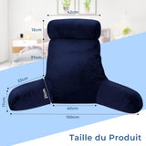 INFANZIA læsepude med armlæn, memoryskum, ergonomisk støtte til sofa og seng, marineblå