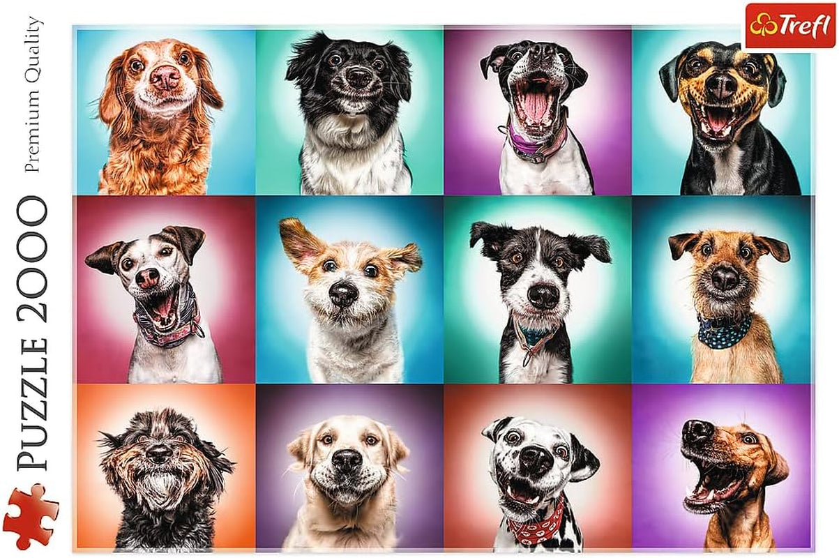 Trefl TR27119 Funny Dog Portraits II 2000 brikker, førsteklasses kvalitet, til voksne og børn fra 12 år Puslespil, farvet puslespil Naty Shop