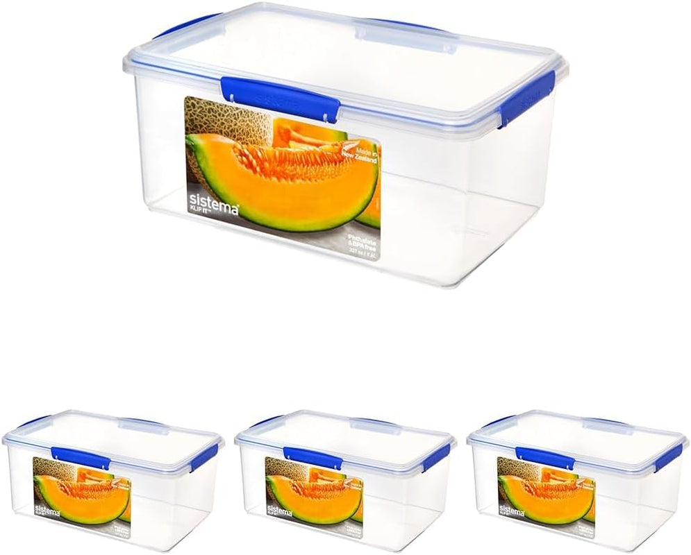 Krukke til madopbevaring KLIP IT System | 9,67 l | stabelbar og lufttæt opbevaringskrukke med låg, velegnet til køle/fryseskab | BPA-fri plast | blå klip | 1 stk (pakke med 4) Naty Shop madopbevaringsbokse Standard titel
