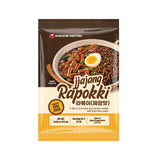 NONGSHIM Rapokki (Jjajang, 400 ml) – autentisk koreansk streetfood, ramen og riskager, sorte bønner; hurtig og nem at tilberede, klar på 4 minutter