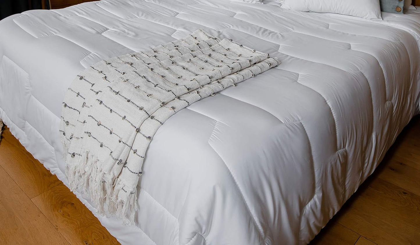 COLAS NORMAND Antimide og antibakteriel quilt, let, 200 X 200 cm, langtidsholdbar effekt, perfekt hygiejne, mikrofiber, blød og behagelig, vaskbar, fransk, hvid 53130248 Naty Shop Dyner og dyner